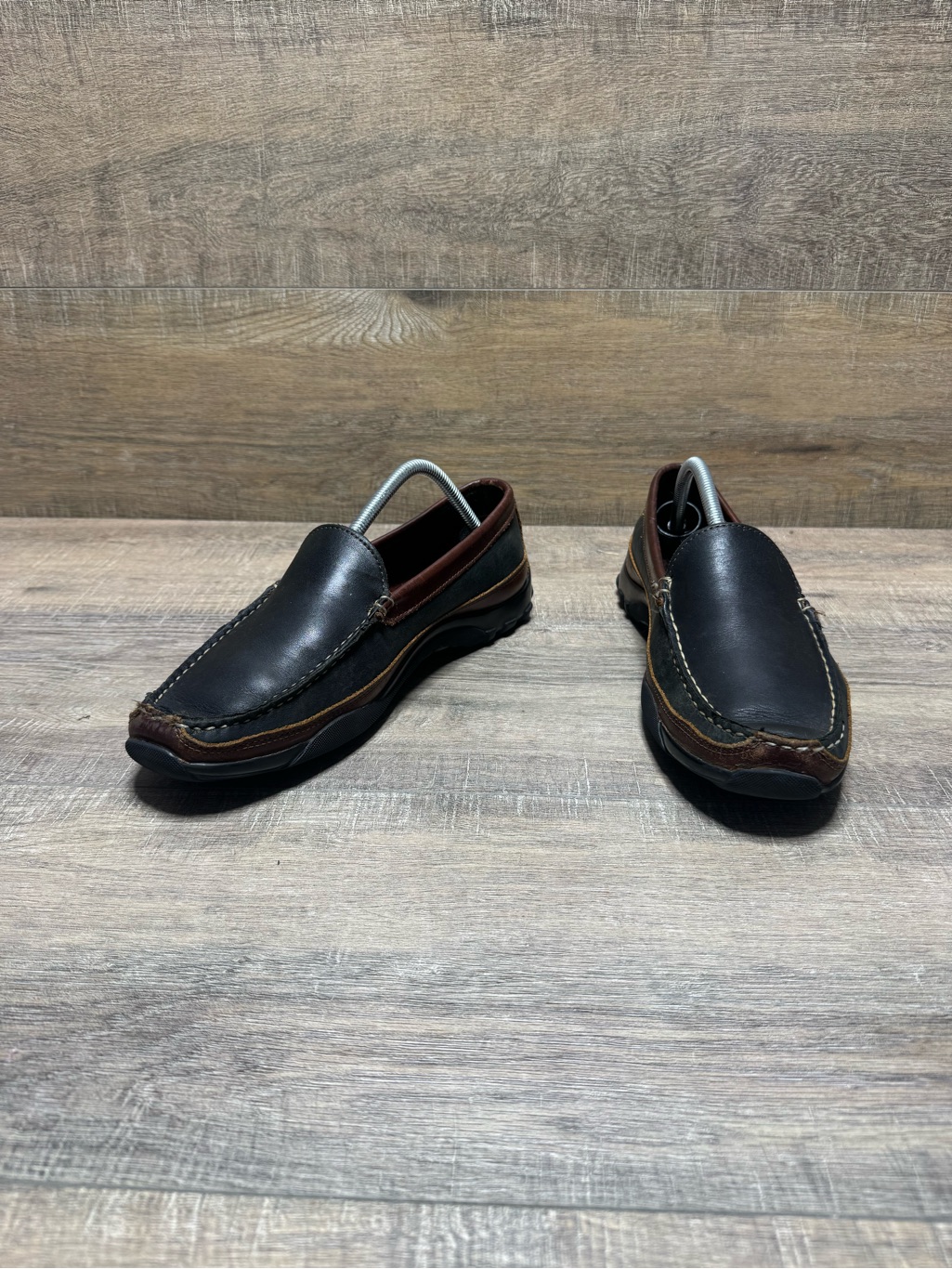 Allen Edmonds Black And Brown Leather Slip-On Loafers